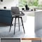 Armen Living Baylor 26" Gray Faux Leather and Black Wood Swivel Bar Stool LCBABABLGR26 - alternate 7